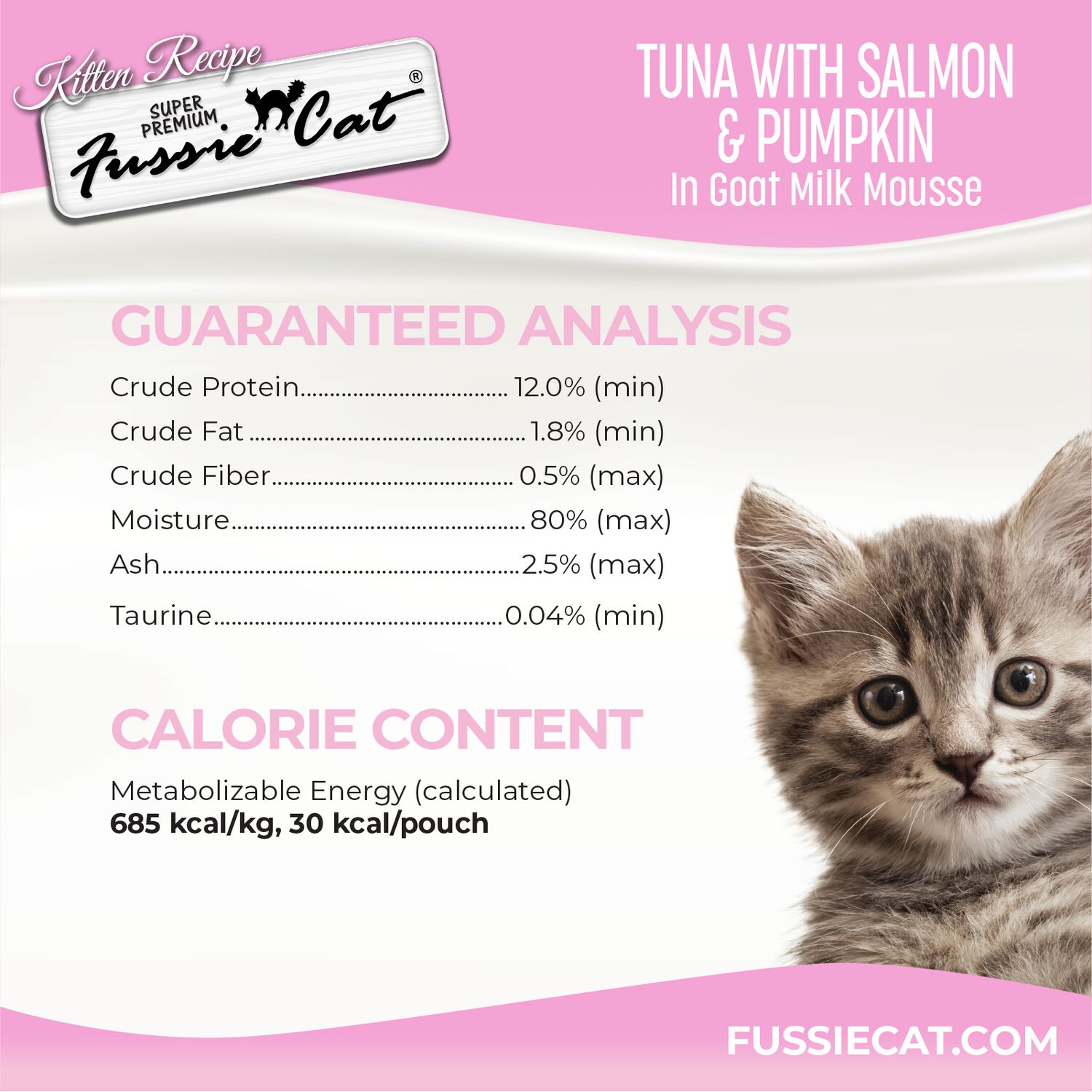 Fussie Cat Super Premium Tuna With Salmon & Pumpkin In Goat Milk Mouse Wet Cat Food For Kittens, 1.5-Oz
