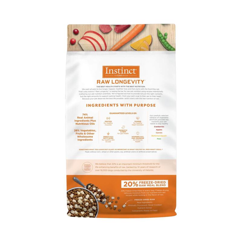 Instinct® Raw Longevity™ 20% Freeze Dried Raw Meal Blend Grain Free Recipe With Real Beef For Dogs