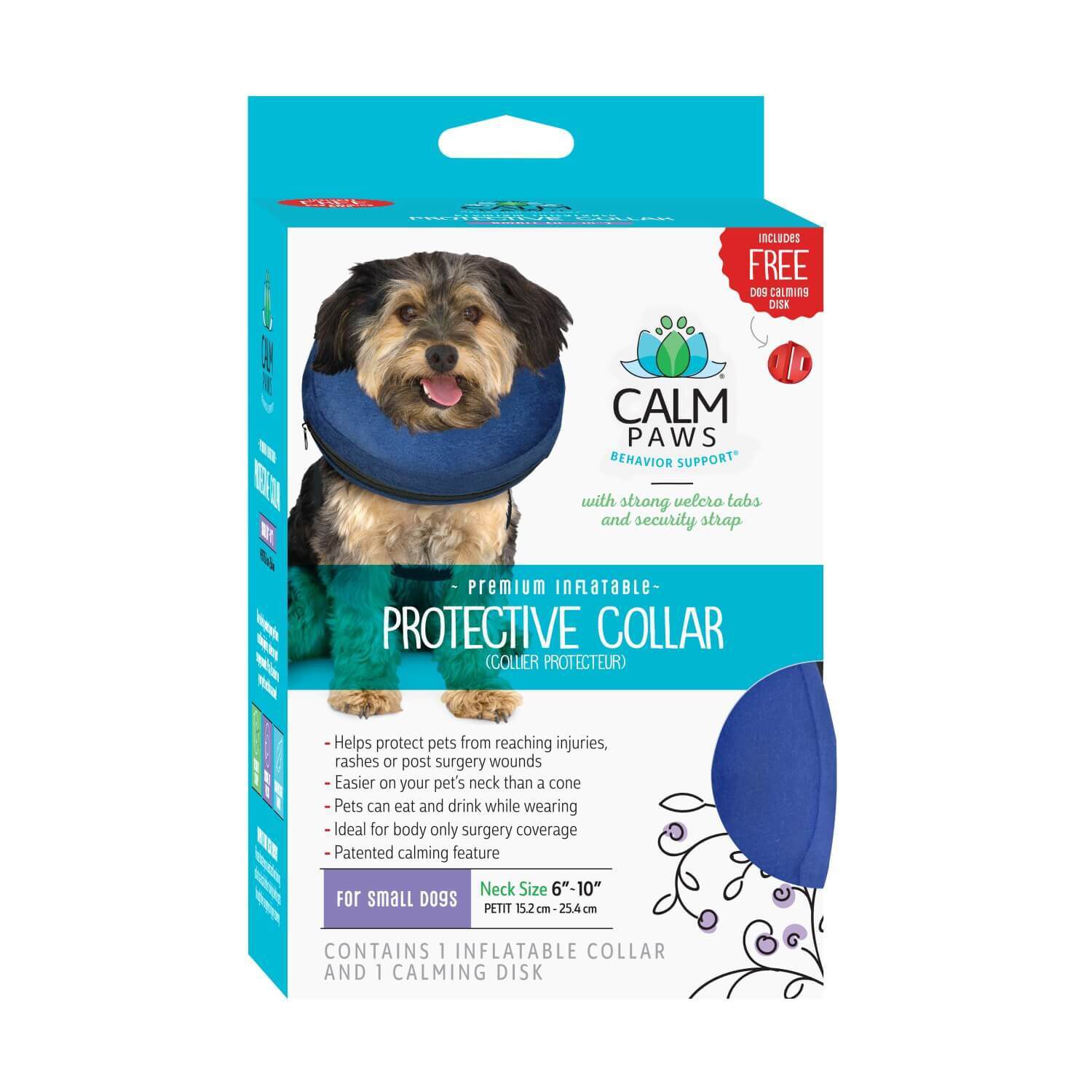 Calm Paws Protective Collar With Dog Calming Disc, Extra Large