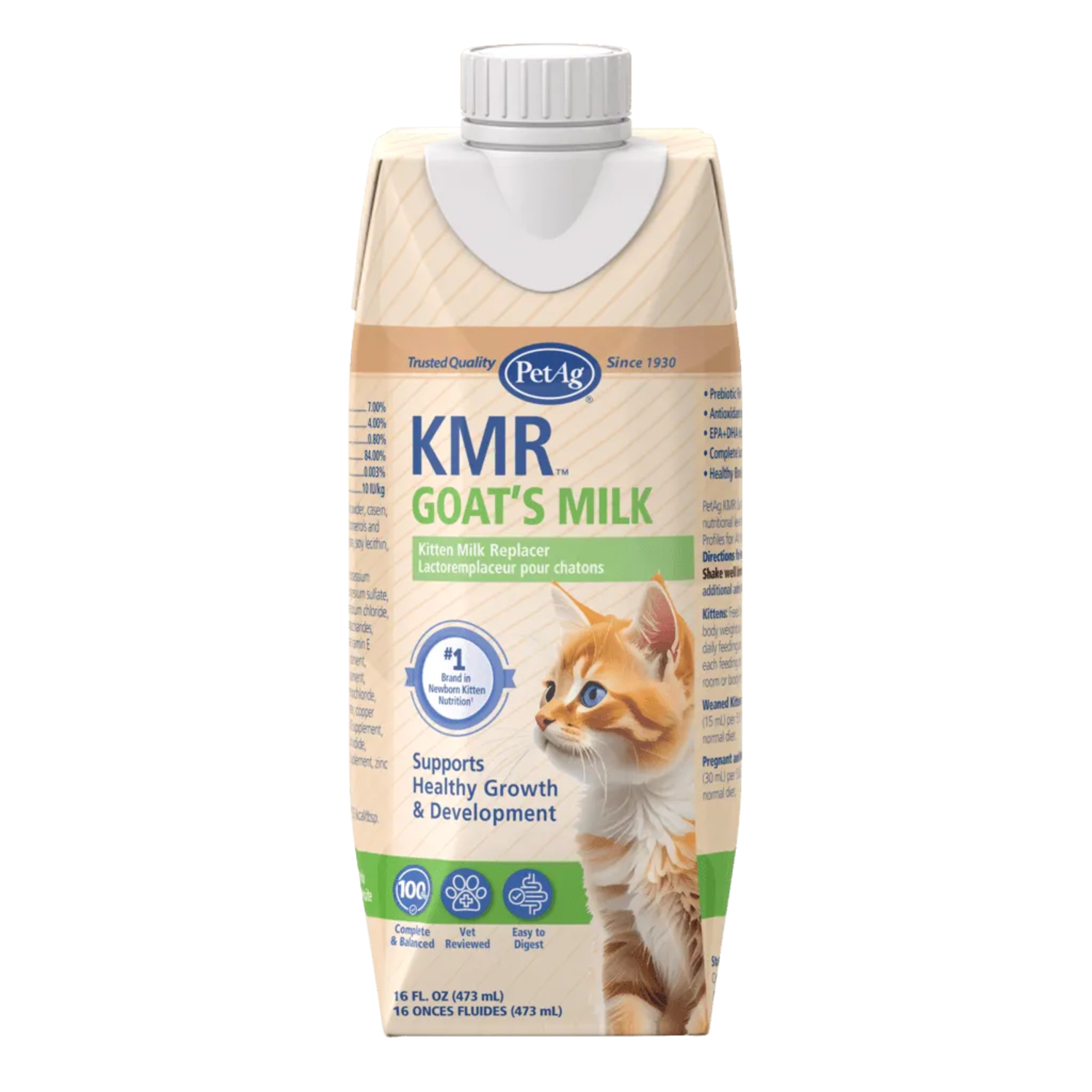Petag Kmr Goat's Milk Liquid Kitten Milk Replacer Supplement, 16-Oz