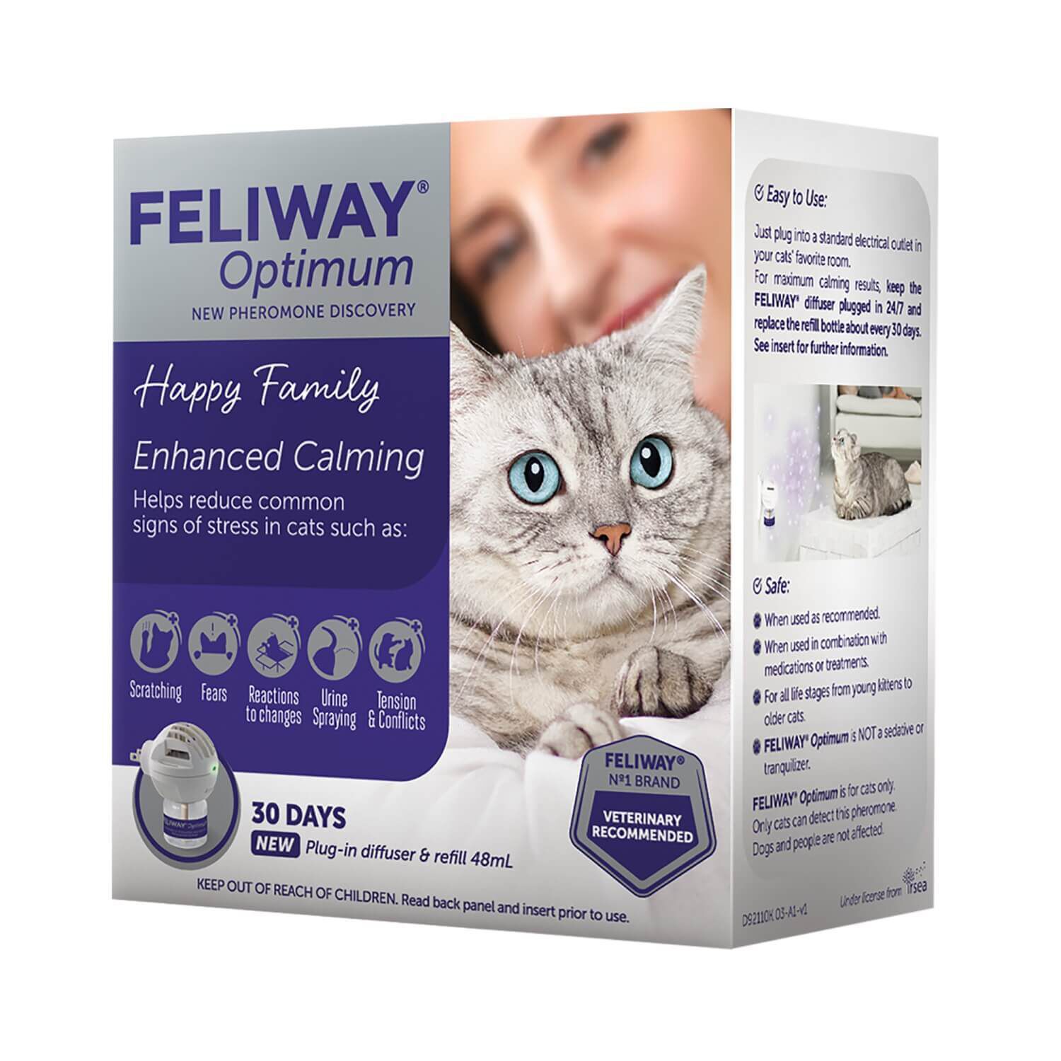 Feliway Optimum Cat,Enhanced Calming Pheromone Diffuser Starter Kit For Cats 30 Day Starter Kit
