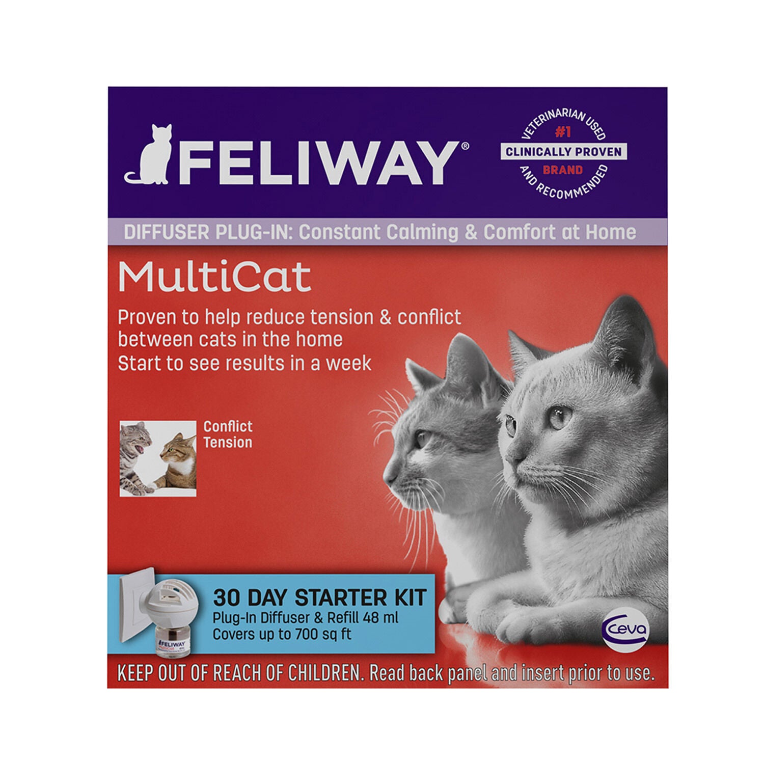 Feliway Calming Multi-Cat Cat Diffuser Plug In 30 Day Starter Kit