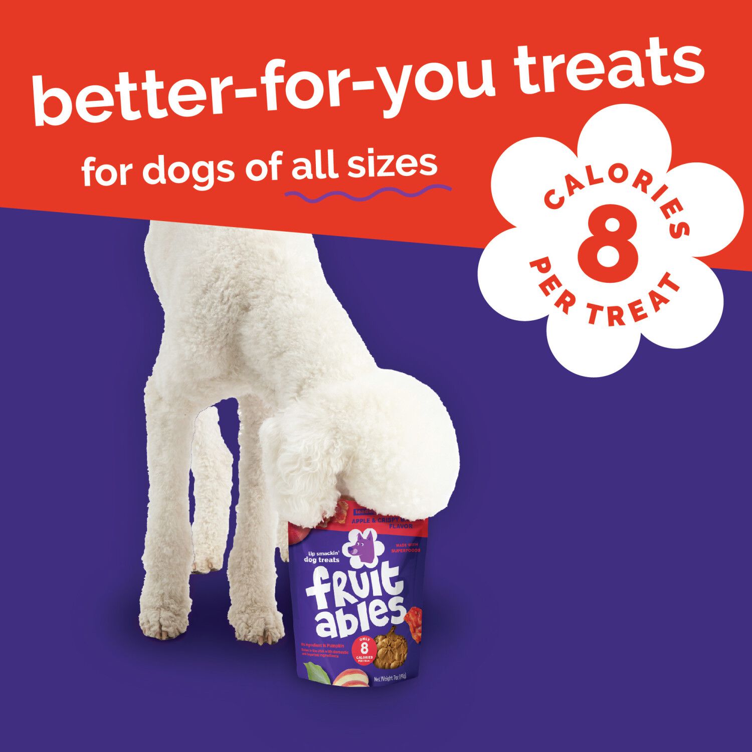 Fruitables Low Calorie Baked Crunchy Dog Treats, Bacon & Apple, 12-Oz Bag