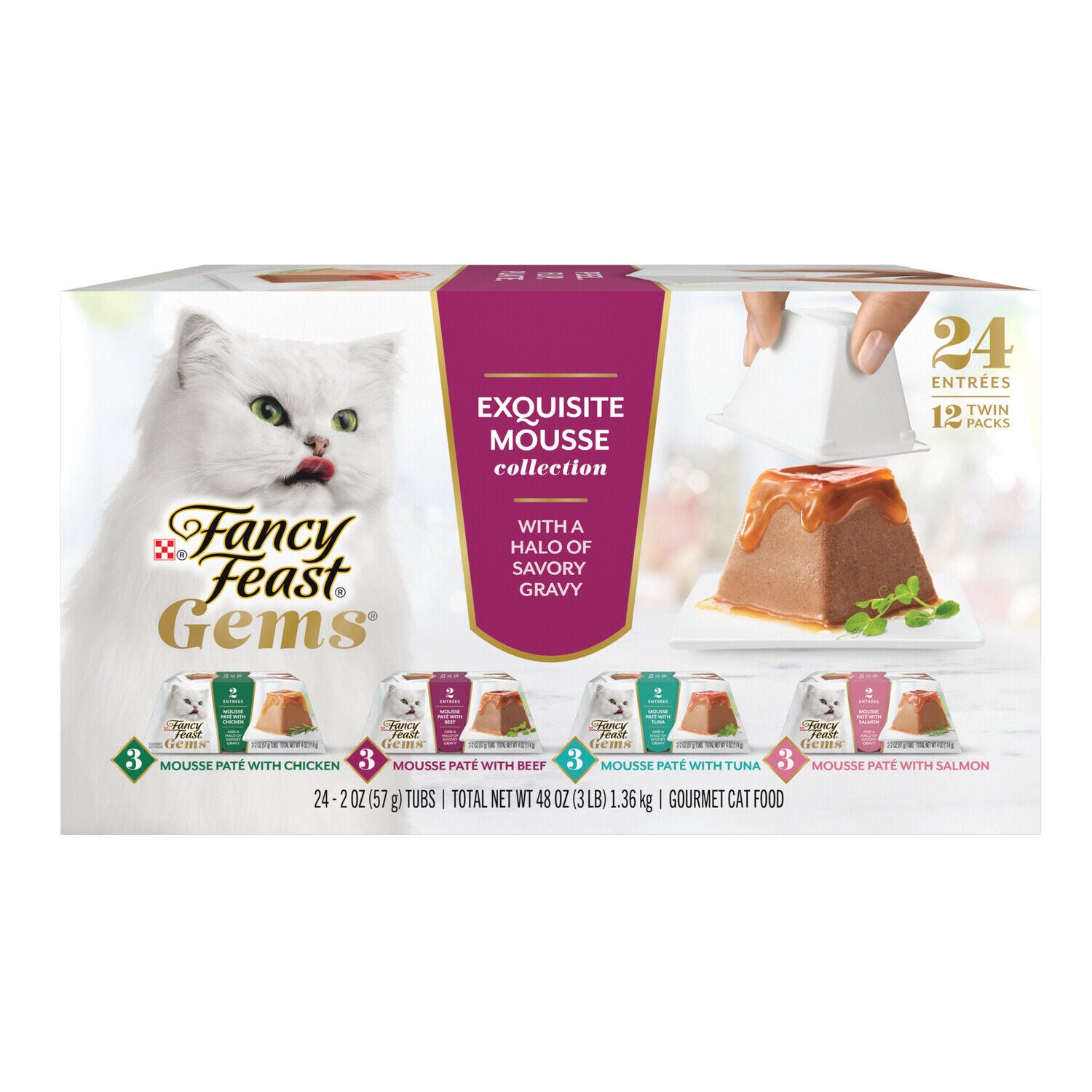 Fancy Feast Gems Pate Cat Food Mousse And A Halo Of Savory Gravy Wet Cat Food Variety Pack - (12) 4 Oz. Boxes