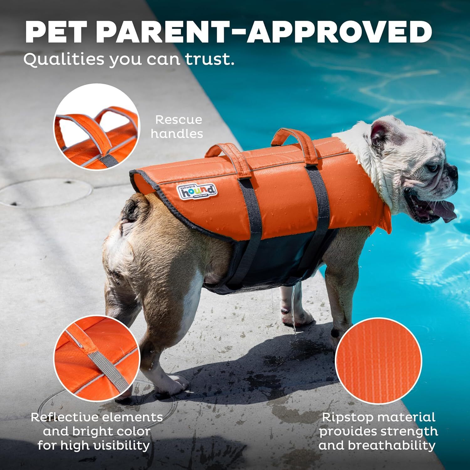 Outward Hound Granby Ripstop Dog Life Jacket, Orange