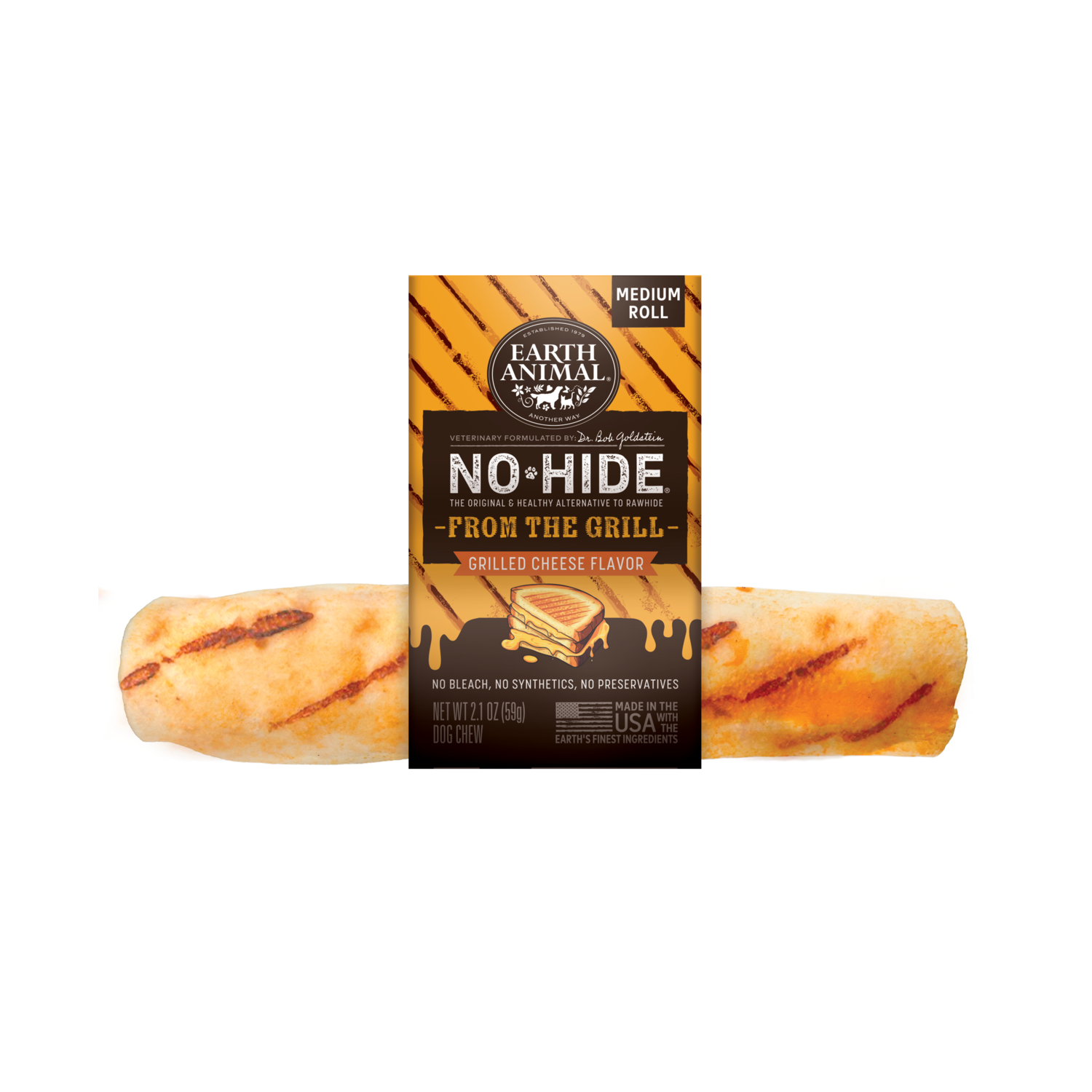 Earth Animal No-Hide Rawhide Alternative Chew Dog Treat, From The Grill Grilled Cheese Flavor
