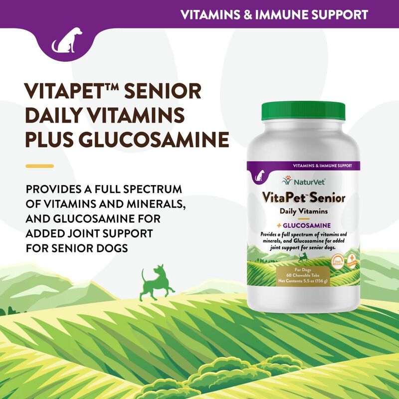 Natur Vet Vita Pet Senior Daily Vitamins Plus Glucosamine Chewable Tablets For Dogs