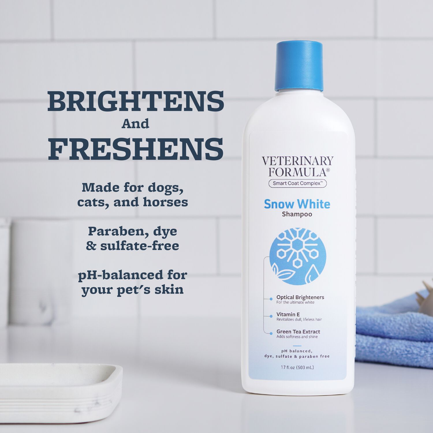 Veterinary Formula Smart Coat Complex Snow White Whitening Cat & Dog Shampoo, 17-Fl Oz Bottle