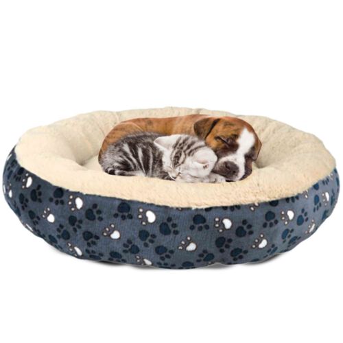 Ethical Products Sleep Zone Paws Round Pet Bed - 20 In, Slate Blue