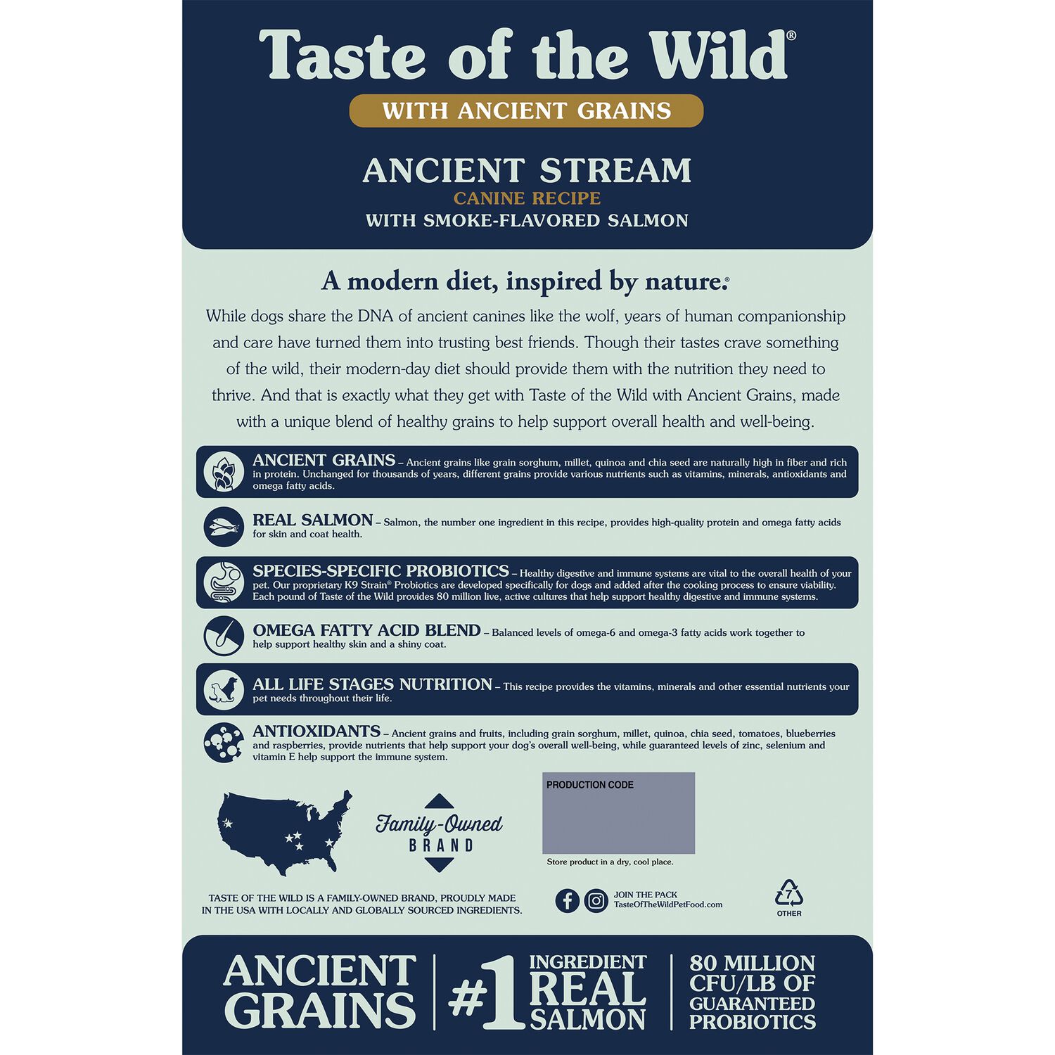 Taste Of The Wild Dry Dog Food, Ancient Stream Canine Recipe With Smoke-Flavored Salmon, 28-Lb Bag