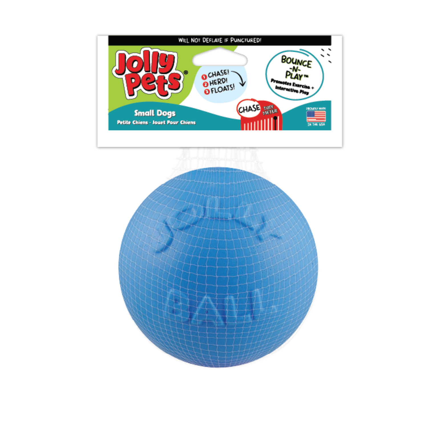 Jolly Pets Bounce-N-Play Blueberry Scented Durable Ball Dog Toy, Small, 4.5"