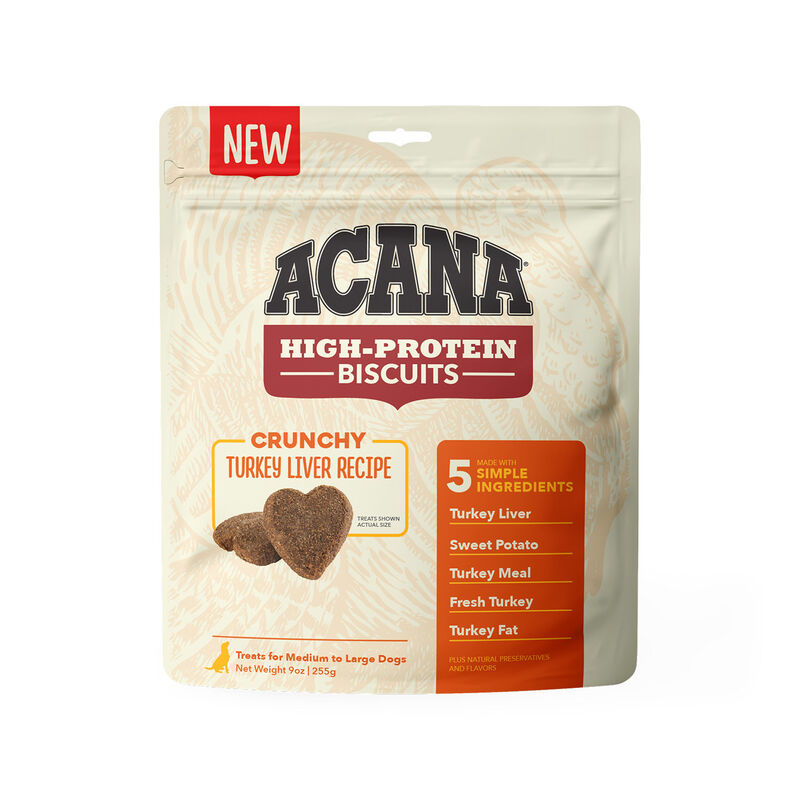 Acana High Protein Biscuits Turkey Liver Recipe Crunchy Dog Treats
