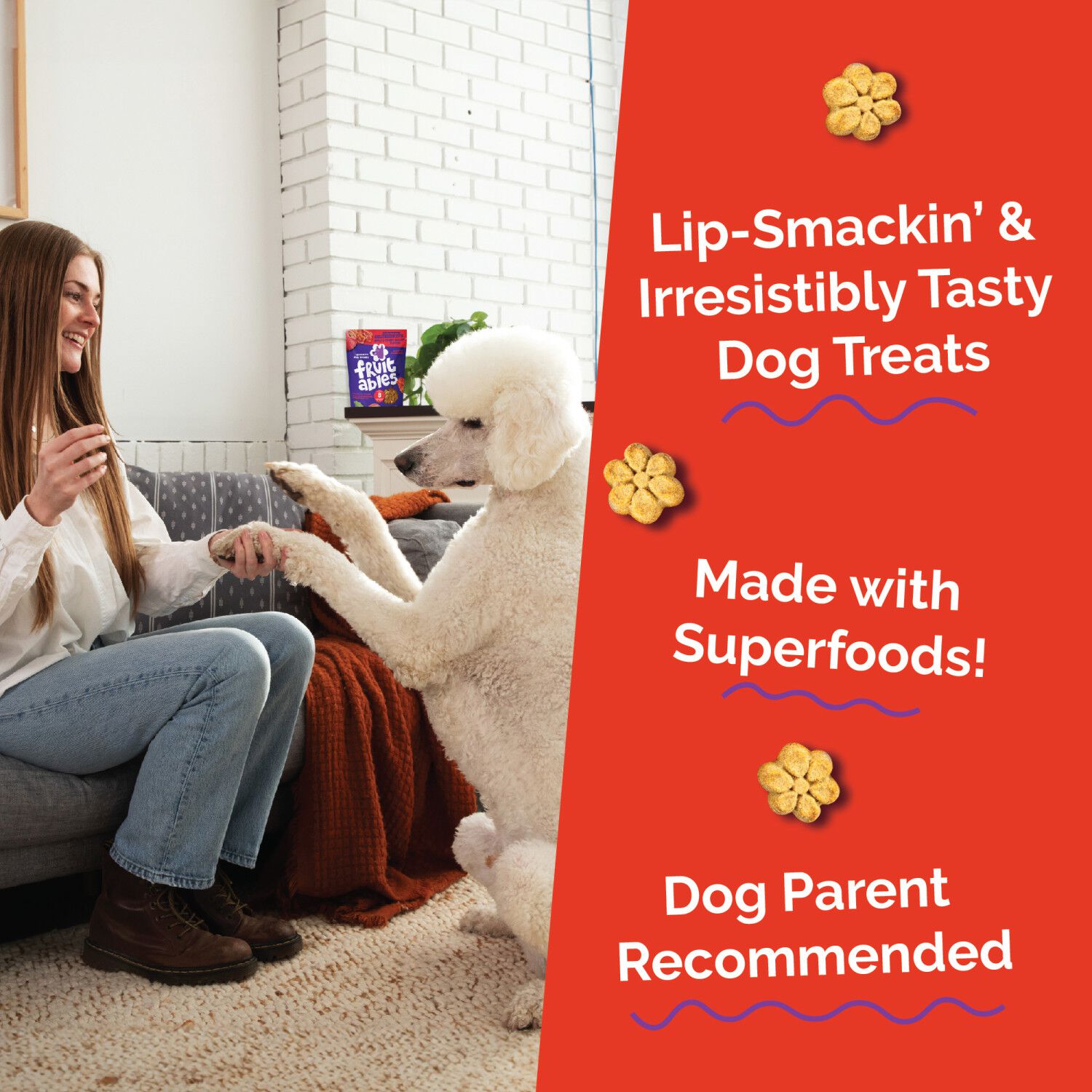 Fruitables Low Calorie Baked Crunchy Dog Treats, Bacon & Apple, 12-Oz Bag
