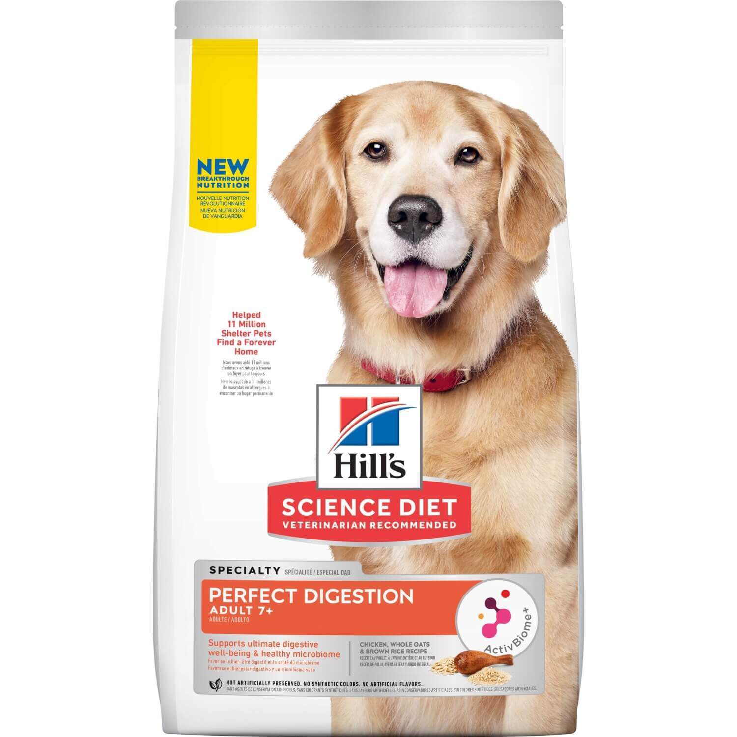 Hill's Science Diet Adult 7+ Perfect Digestion Chicken, Whole Oats & Brown Rice Recipe Dry Dog Food
