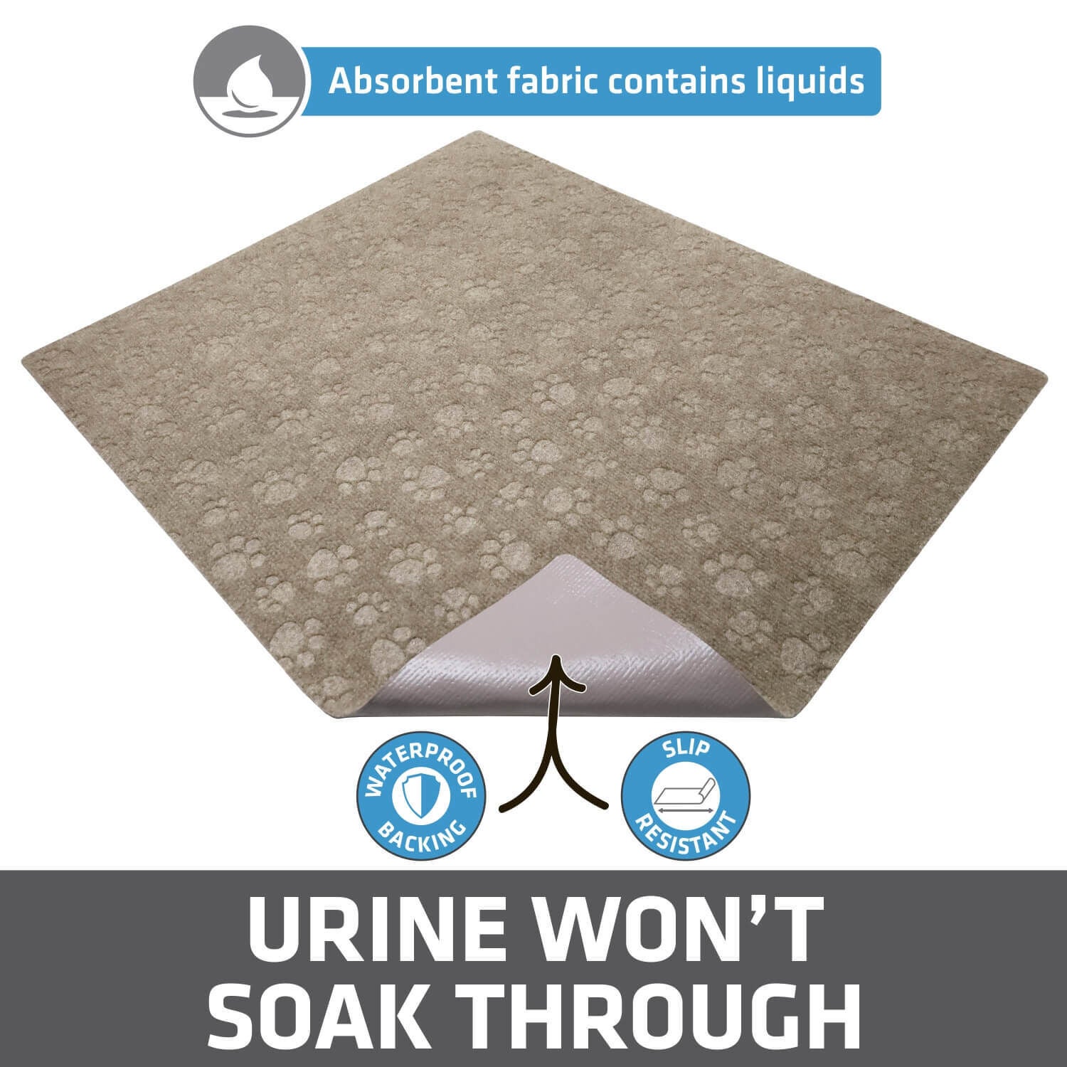 Drymate Premium Debossed Paw Cat Litter Trapping Mat - Taupe