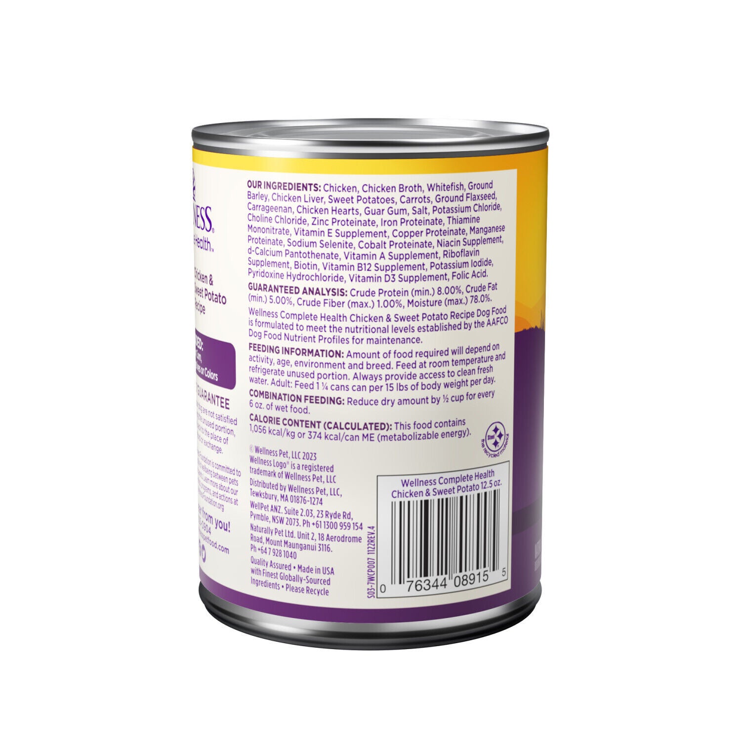 Wellness Complete Health Natural Wet Canned Dog Food, Chicken & Sweet Potato, 12.5-Ounce Can Pack Of 12
