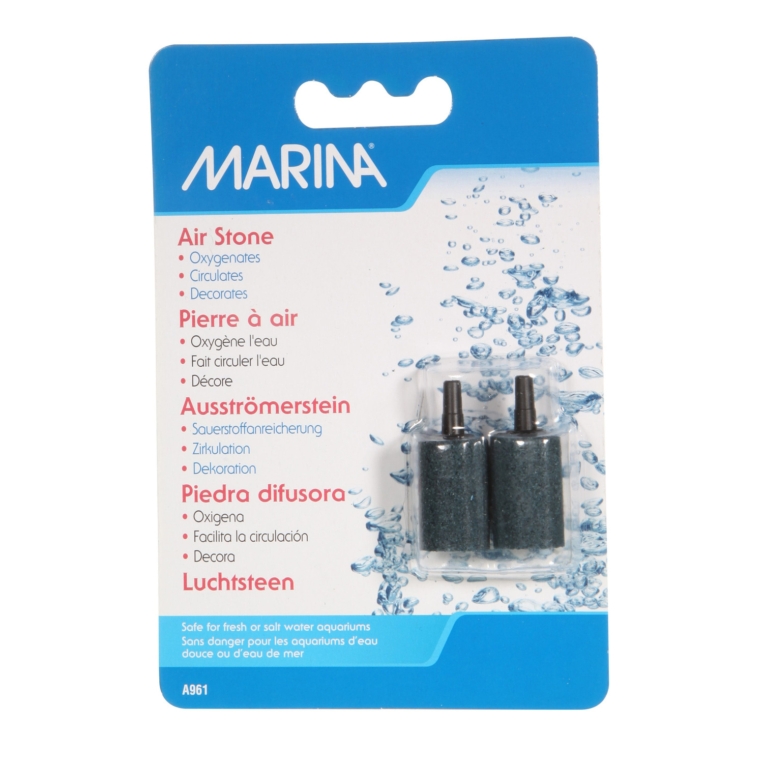 Marina Cylinder Air Stone Fish Aquarium Diffuser 1", 2 Pack
