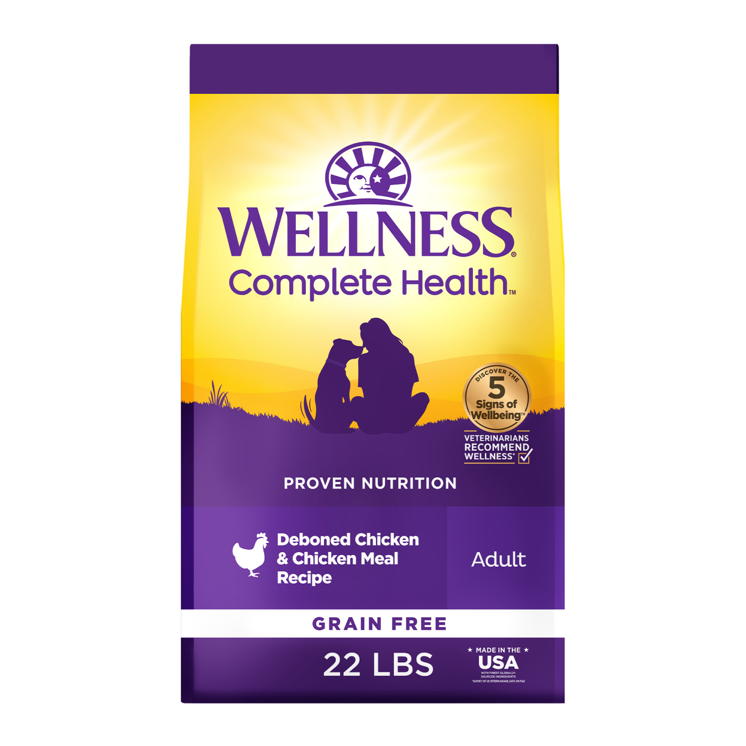 Wellness Complete Health Dry Dog Food, Grain Free, Natural, Chicken Recipe, 22-Pound Bag
