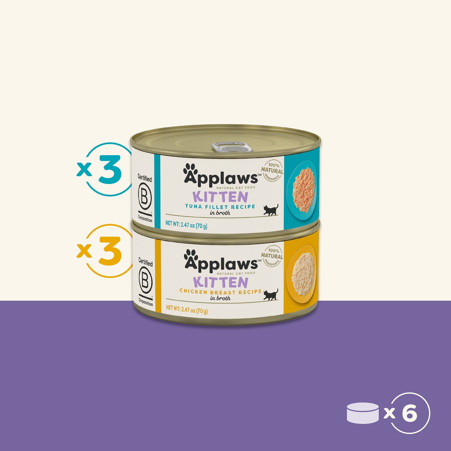 Applaws&trade; Kitten Variety Pack Wet Cat Food, 2.47-Oz Cans, Case Of 6