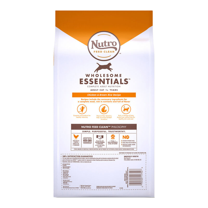 Wholesome Essentials Hairball Control Adult Chicken & Whole Brown Rice Recipe Cat Food