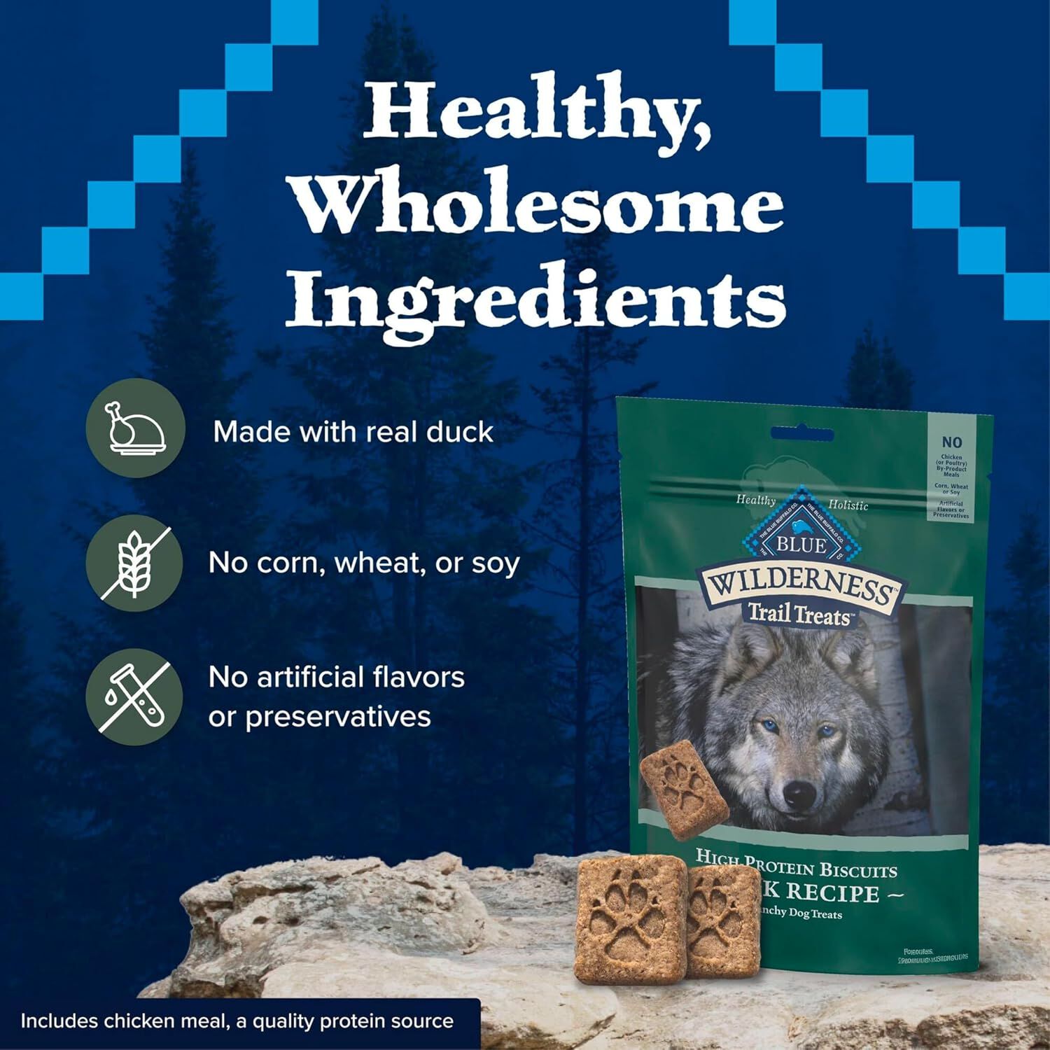 Blue Buffalo Wilderness Trail Treats Grain-Free Biscuits Duck Recipe Dog Treats, 10-Oz Bag