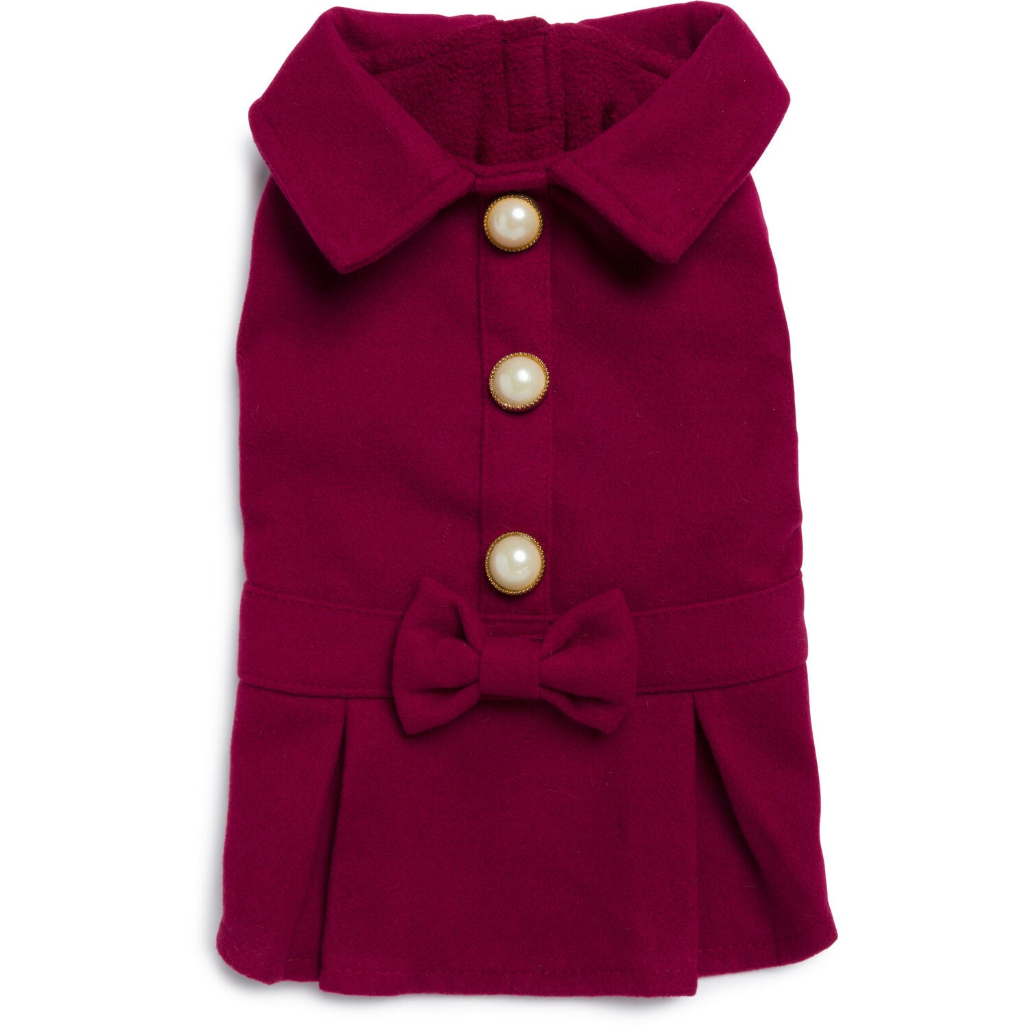 Fabdog Burgundy Pearl Button Dog Coat, Medium