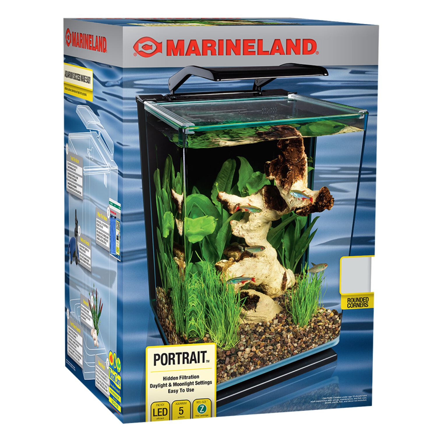Marineland Portrait Glass Led Desktop Aquarium Kit Fish & Aquatic Habitat, 5-Gallon