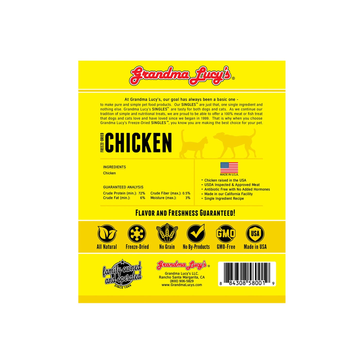 Grandma Lucys Singles Freeze Dried Dog Treats, Chicken - 3.5-Oz