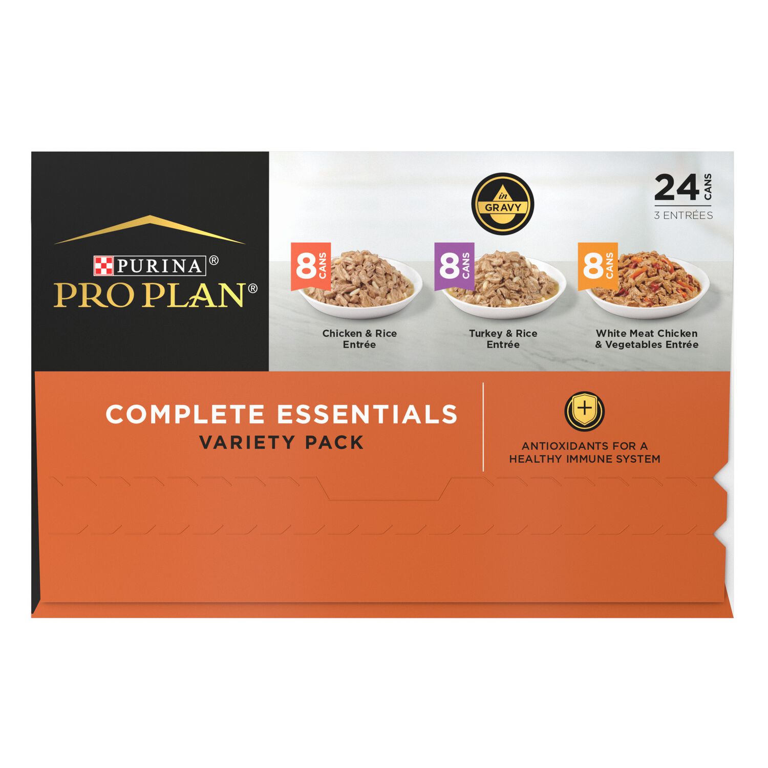 Purina Pro Plan Complete Essentials Wet Cat Food, Chicken And Turkey Favorites In Gravy Variety Pack, 3-Oz - 24 Pack