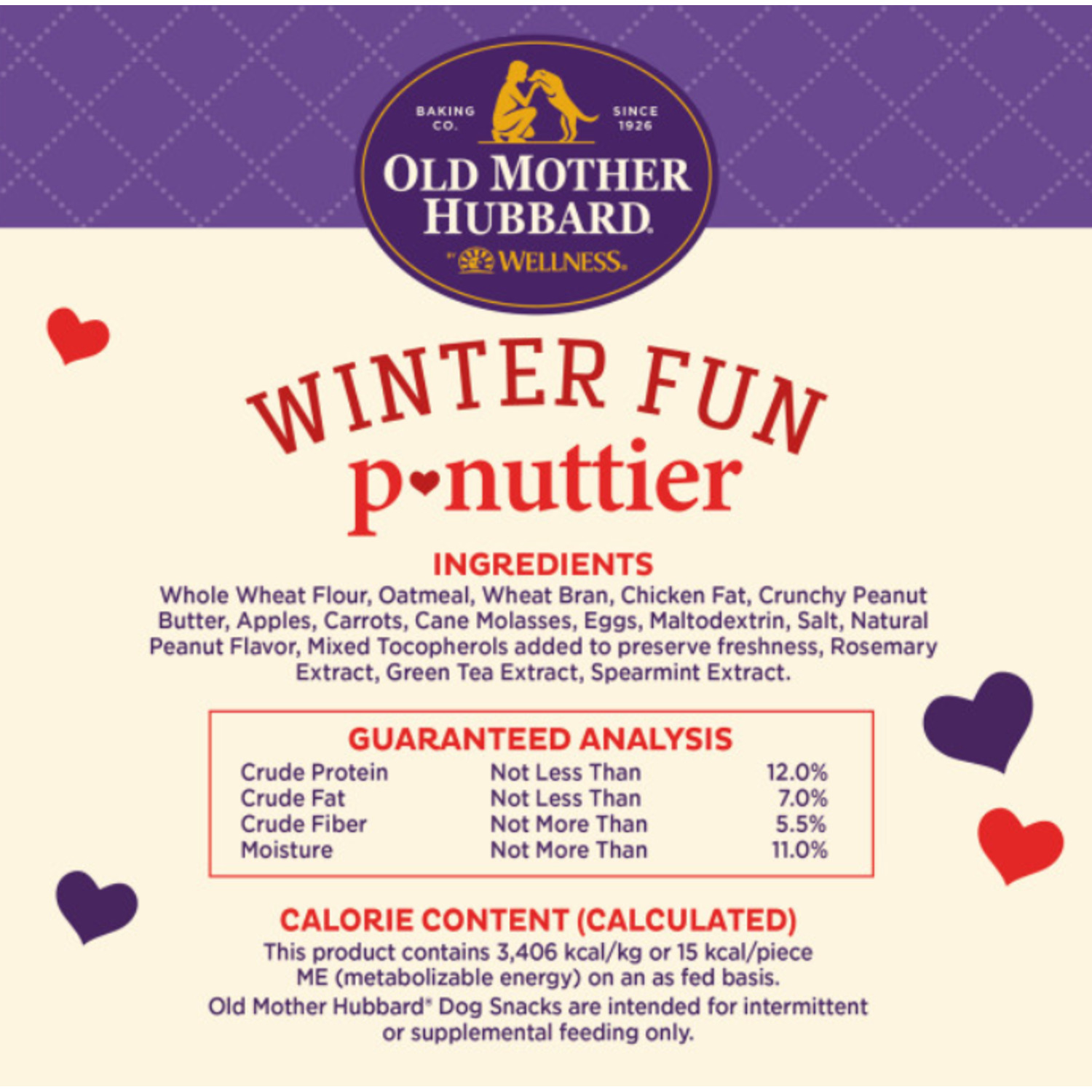 Wellness Old Mother Hubbard Winter Fun P-Nuttier Dog Biscuits, Natural, Seasonal, Holiday Dog Treats, Peanut Butter Flavor, 16 Ounce Bag
