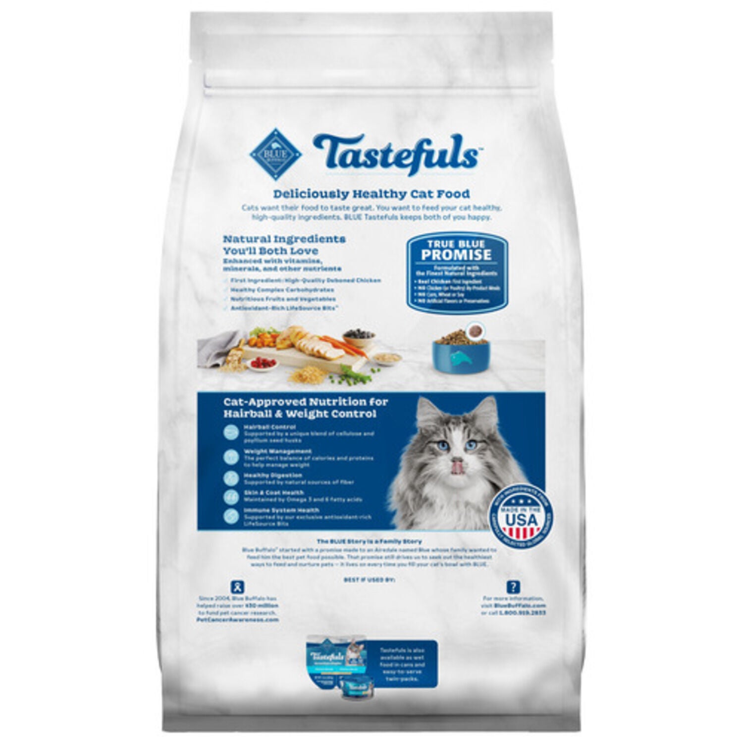 Blue Buffalo Tastefuls Weight & Hairball Control Adult Indoor Dry Cat Food, Chicken Flavor, 7-Lb Bag