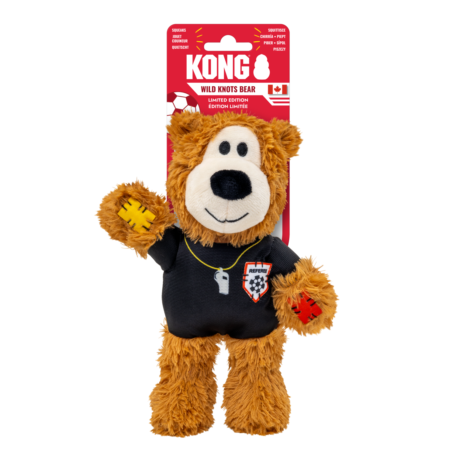 Kong Wild Knots Sport Soccer Bear Plush Tug Dog Toy, Referee