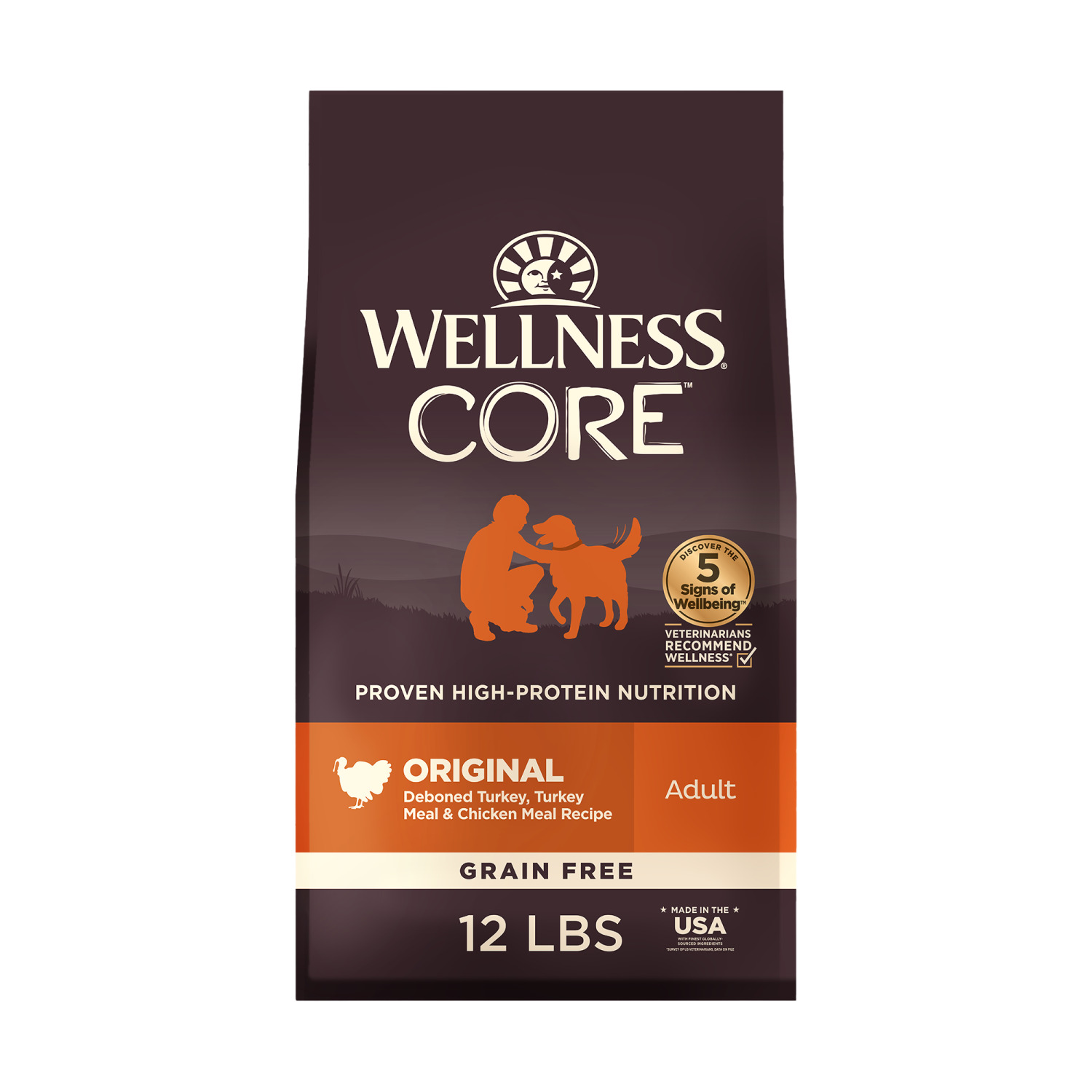 Wellness Core Dry Dog Food, Grain-Free, High Protein, Natural, Original Turkey & Chicken Recipe, 4-Pound Bag