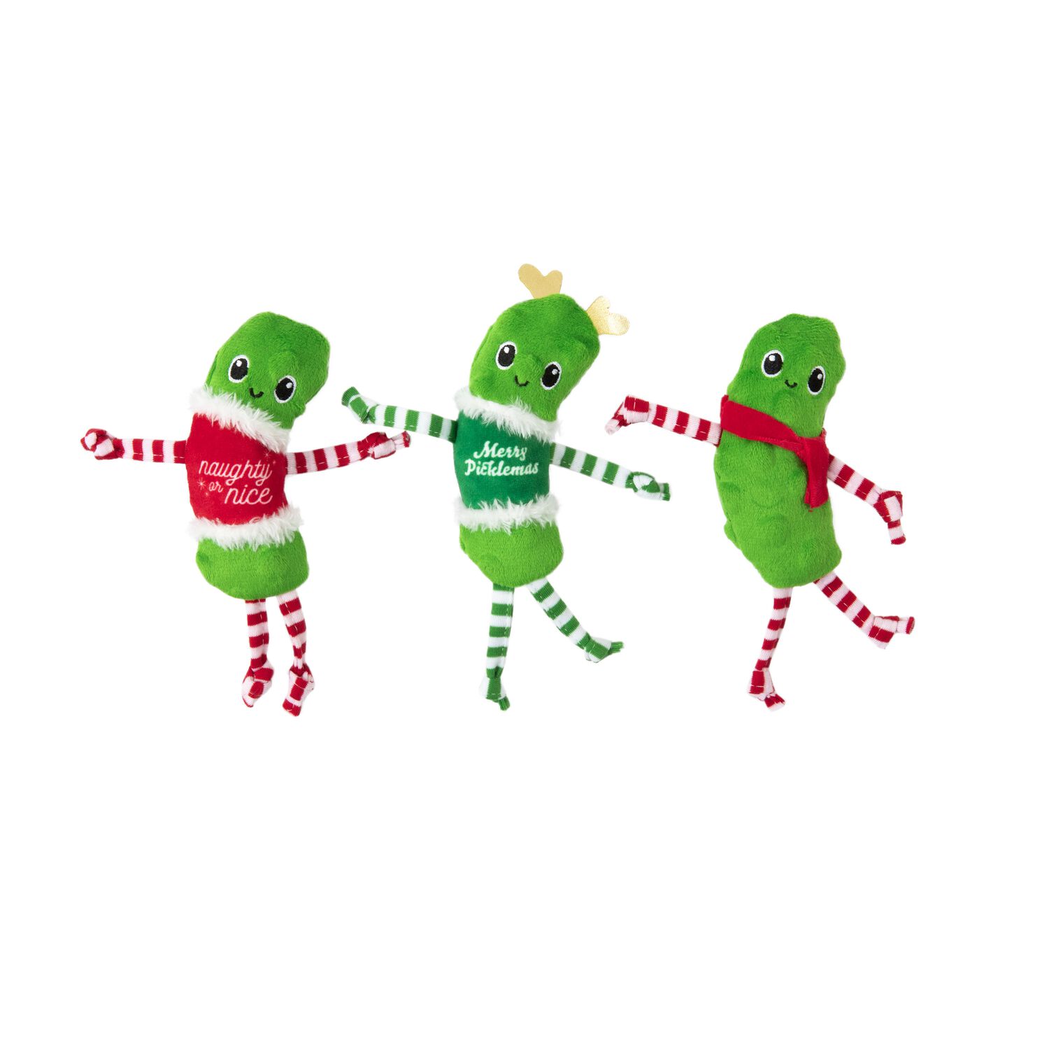 Quirky Kitty Holiday Pickles Plush Catnip Filled Cat Toys, 3-Pack