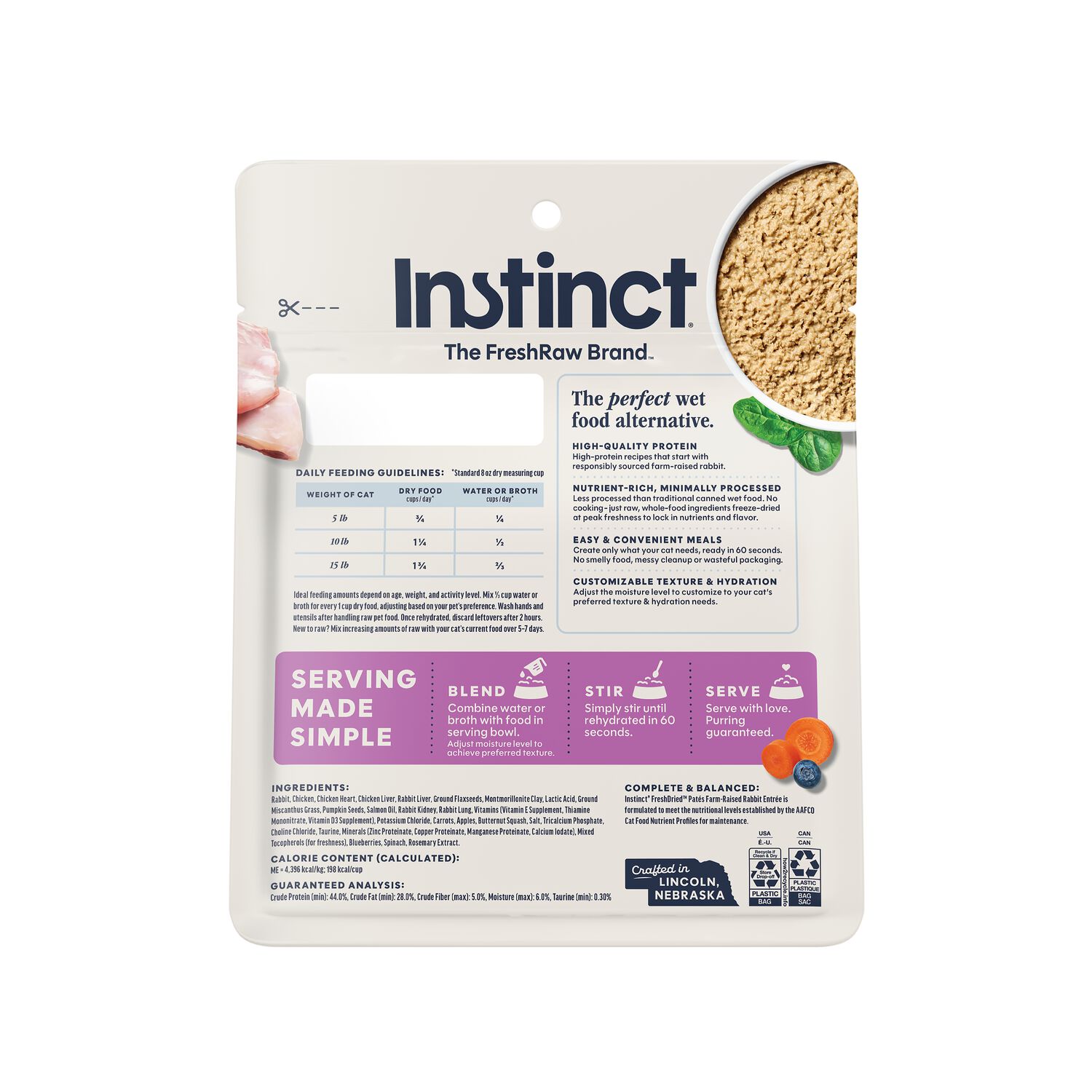 Instinct Freshdried Pates Grain-Free Freeze-Dried Raw Adult Cat Food, Farm-Raised Rabbit Entr&eacute;e, 13-Oz Bag