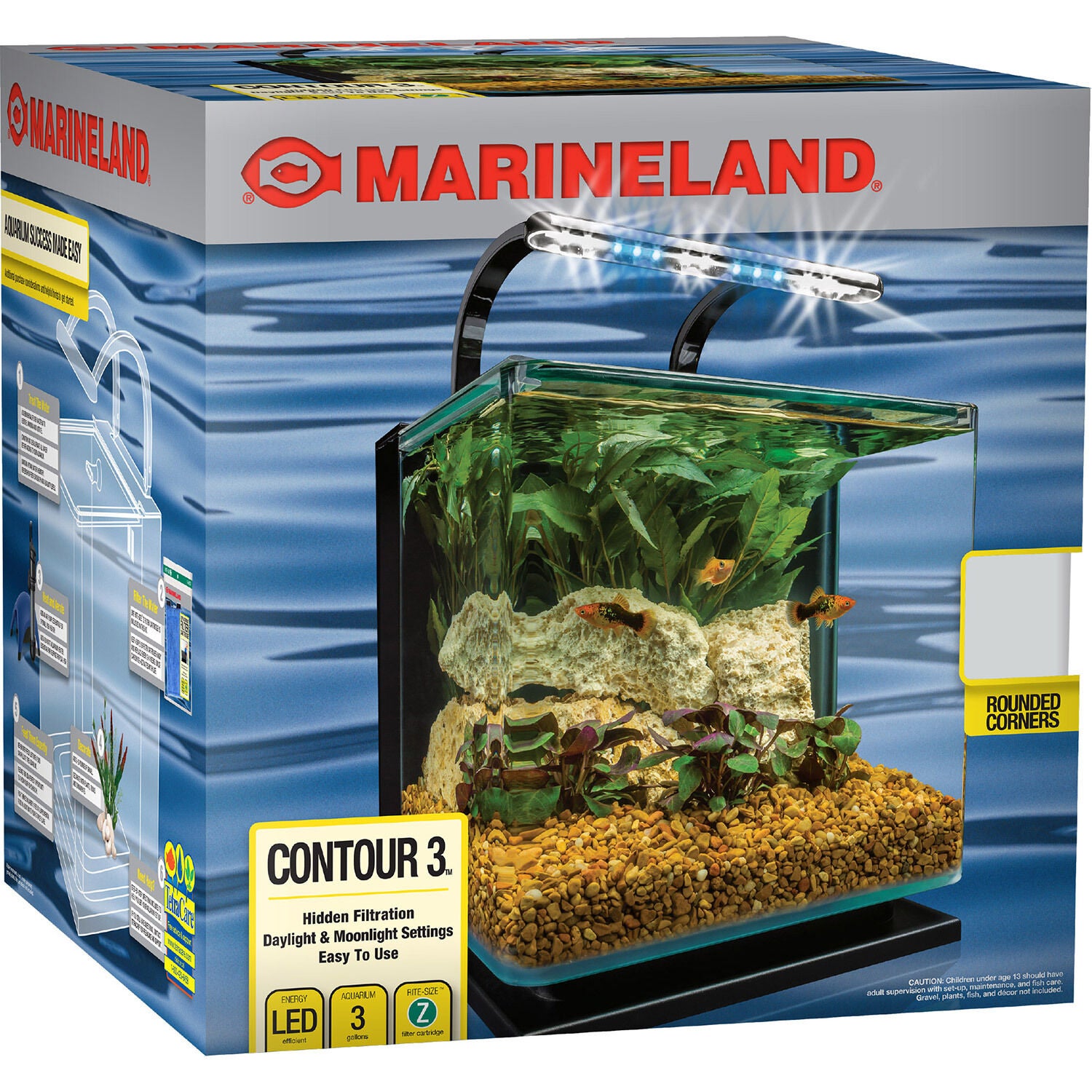 Marineland Contour Led Desktop Fish Aquarium Kit, Gal Pet