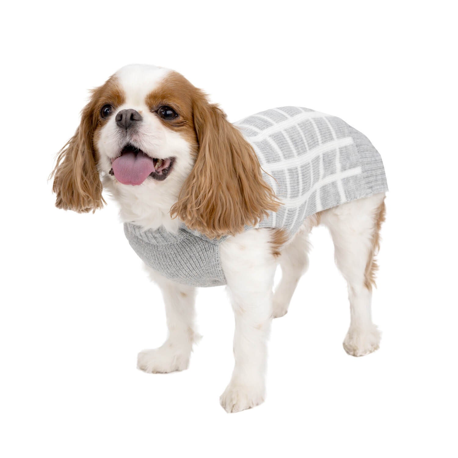 Simply Dog Gray Windowpane Fall Pullover Sweater