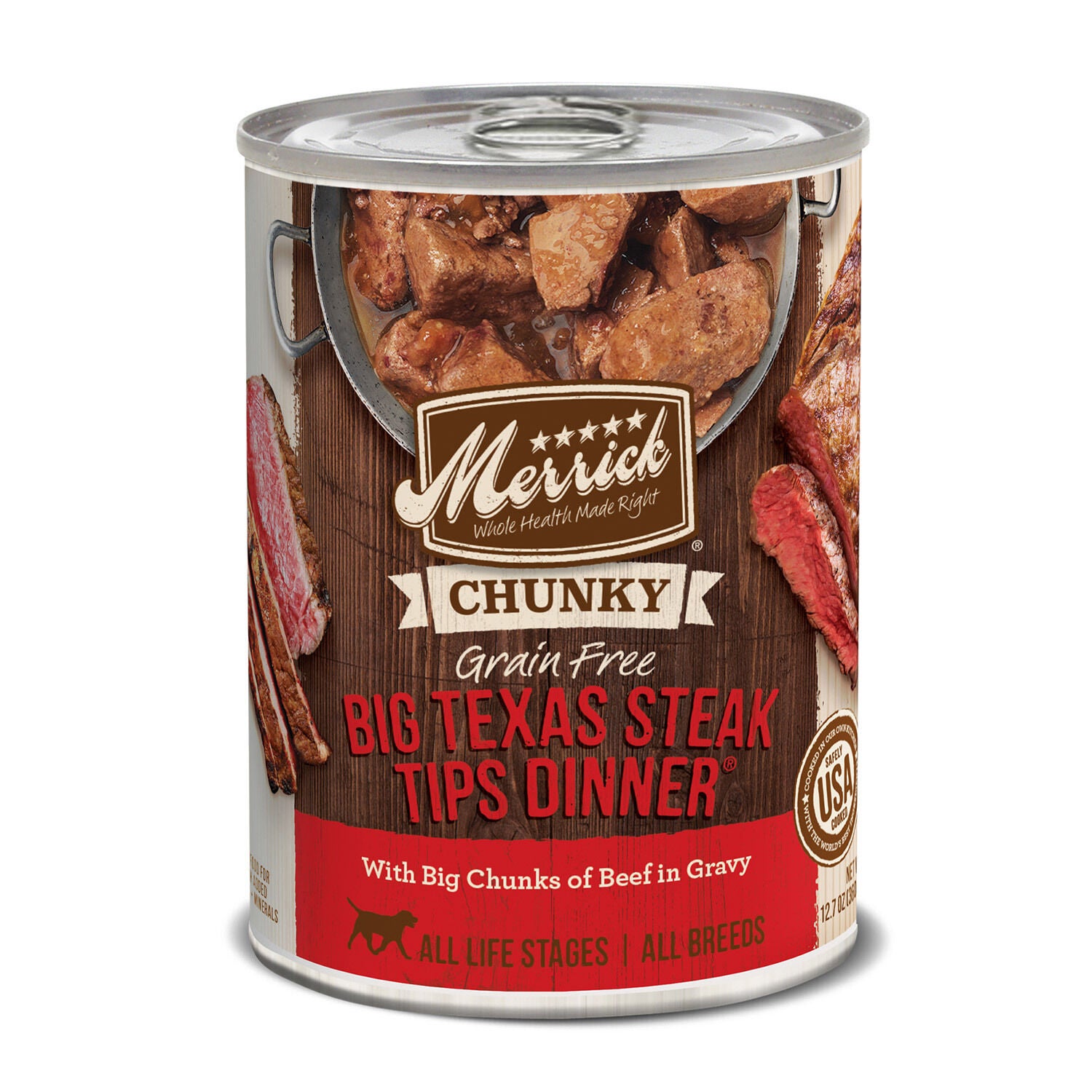 Classic Chunky Big Texas Steak Tips Dinner Dog Food