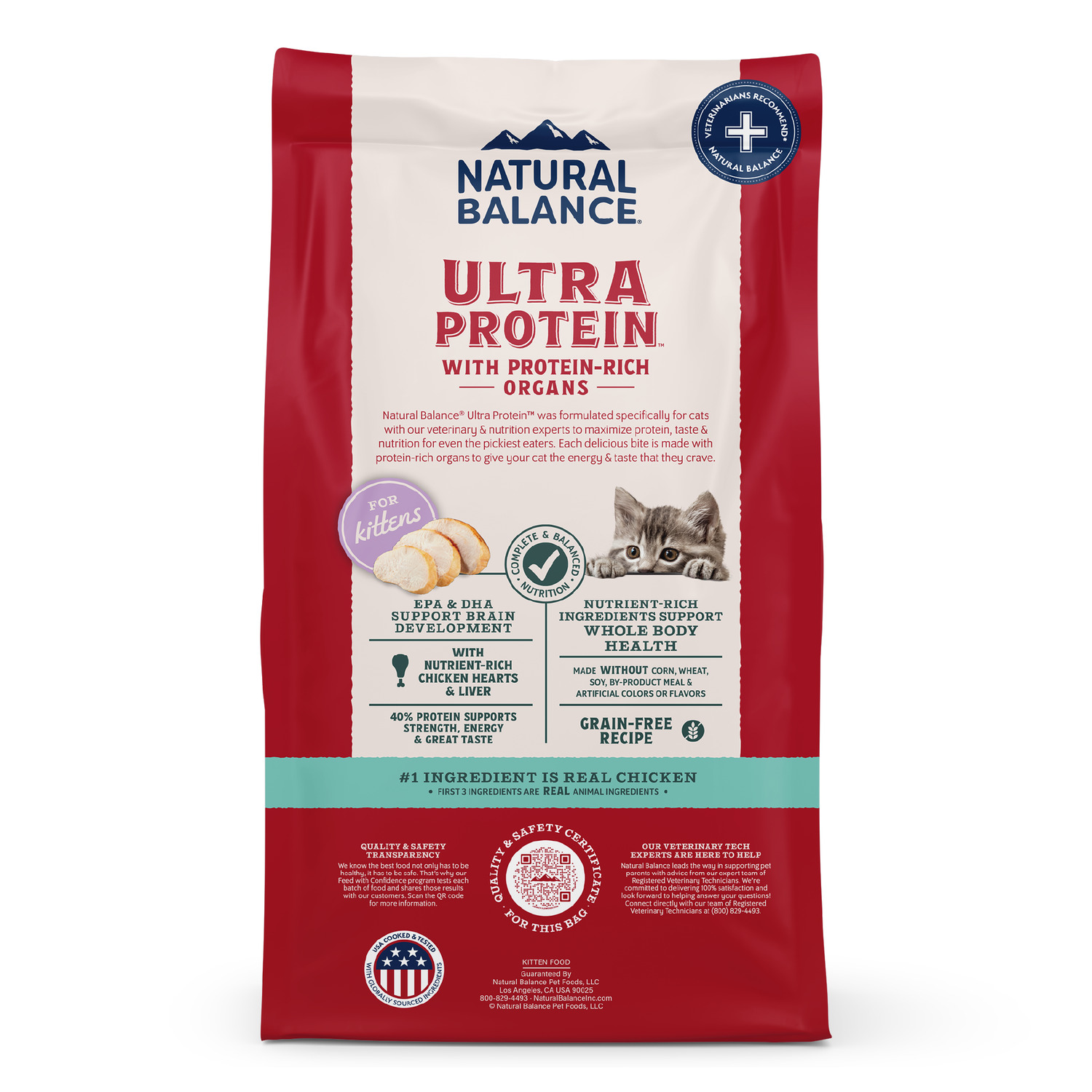 Natural Balance Ultra Protein Kitten Dry Cat Food, Real Chicken & Chicken Meal Recipe, 3 Lbs