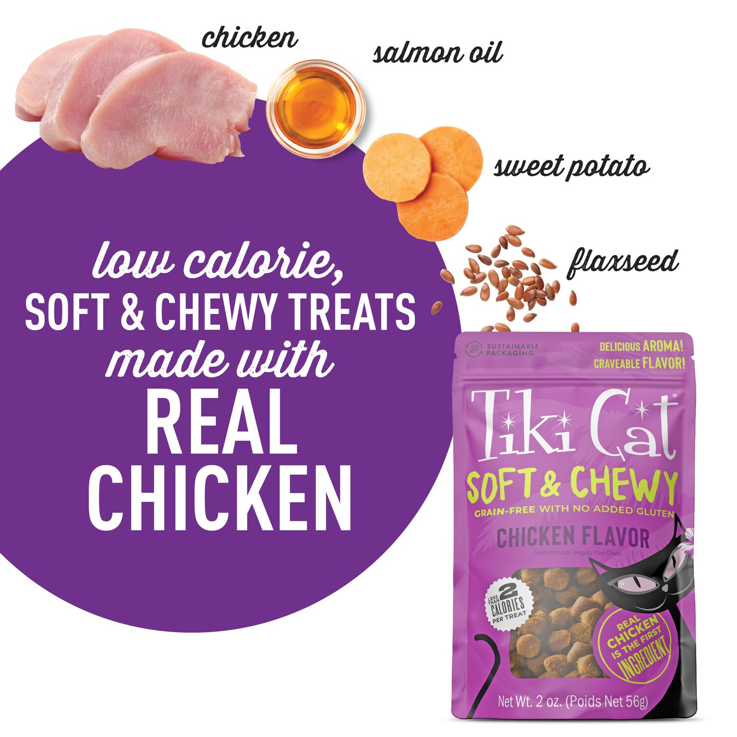 Tiki Cat Soft & Chewy Chicken Flavor Treats, 2-Oz Bag