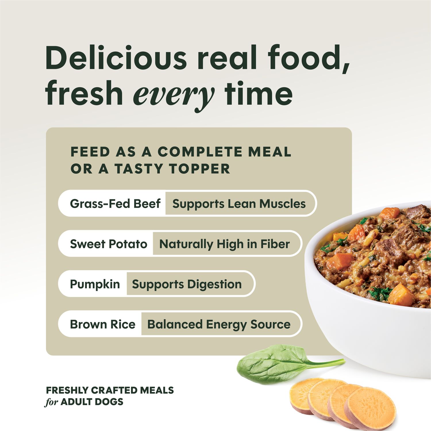 Instinct Freshly Crafted Meals Wet Dog Food Or Dog Food Topper, Grass-Fed Beef Recipe, 11-Oz Carton