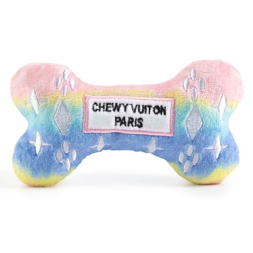 Haute Diggity Dog Pink Ombre Chewy Vuiton Bone Squeaky Plush Dog Toy