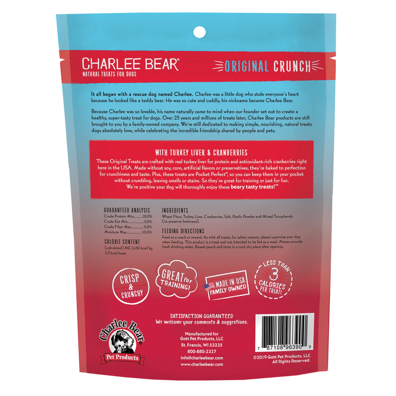 Charlee Bear Original Crunch With Turkey Liver & Cranberries Dog Treat