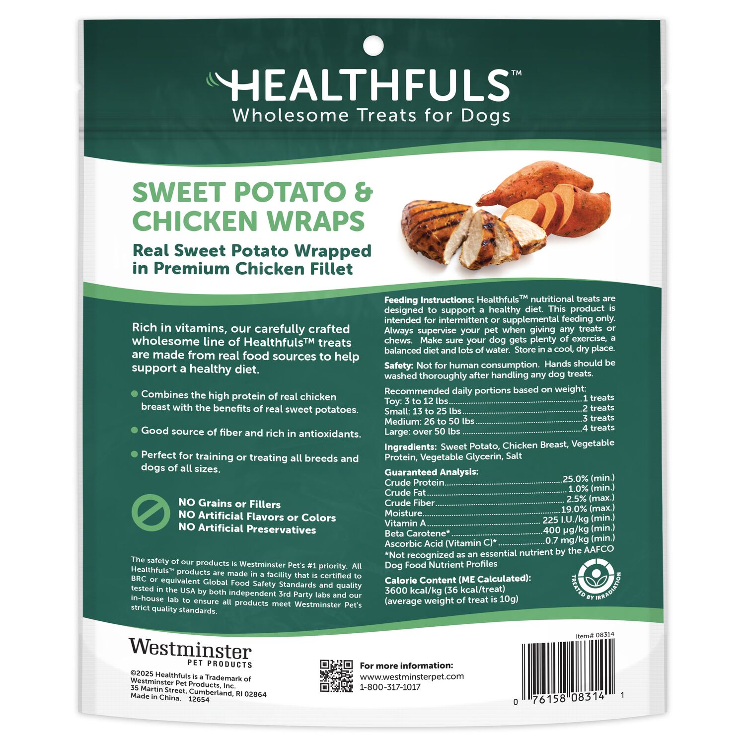 Healthfuls Chicken Wrapped Sweet Potato Soft & Chewy Dog Treats, 16-Oz