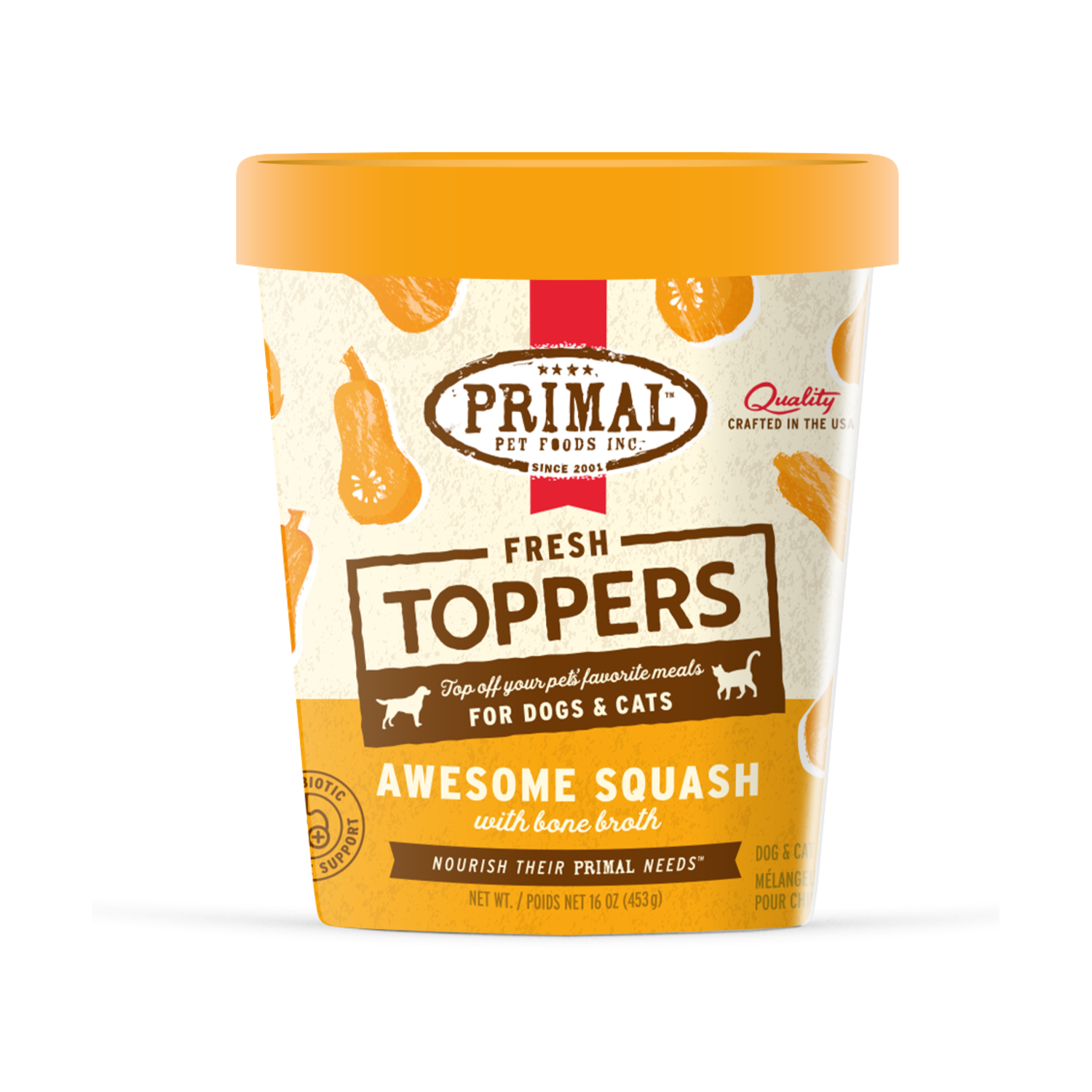 Primal Frozen Fresh Topper - Awesome Squash Dog & Cat Food Topper, 16-Oz