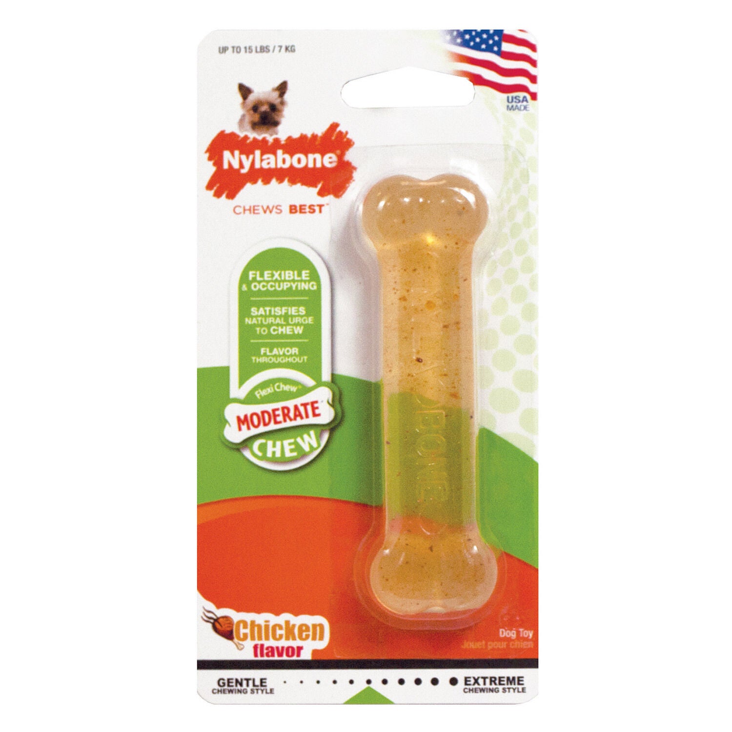 Nylabone Flexichew Bone Dog Chew Toy Chicken Flavor