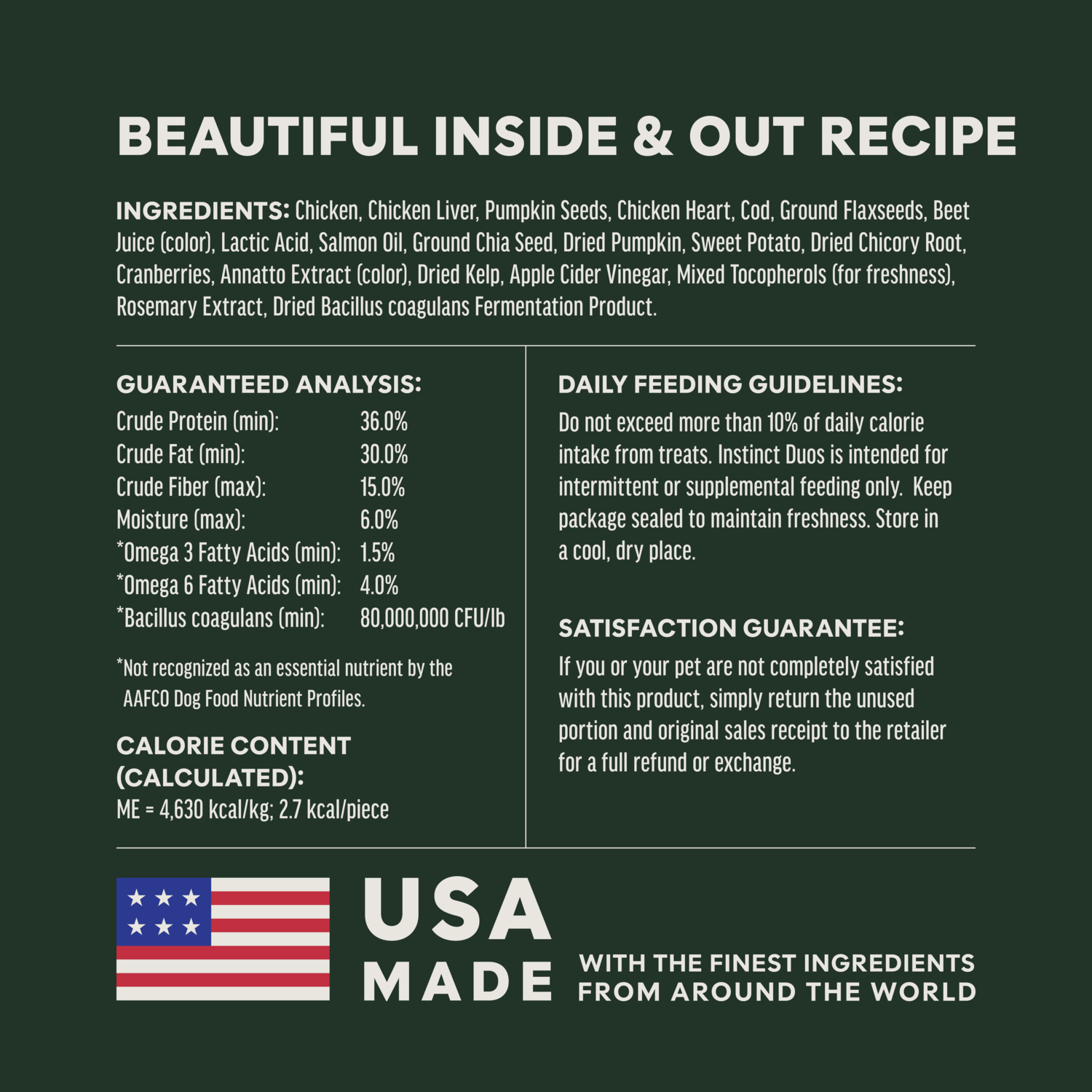 Instinct Duos Beautiful Inside & Out 2:1 Skin & Coat + Gut Health Freeze-Dried Dog Treats, 4-Oz