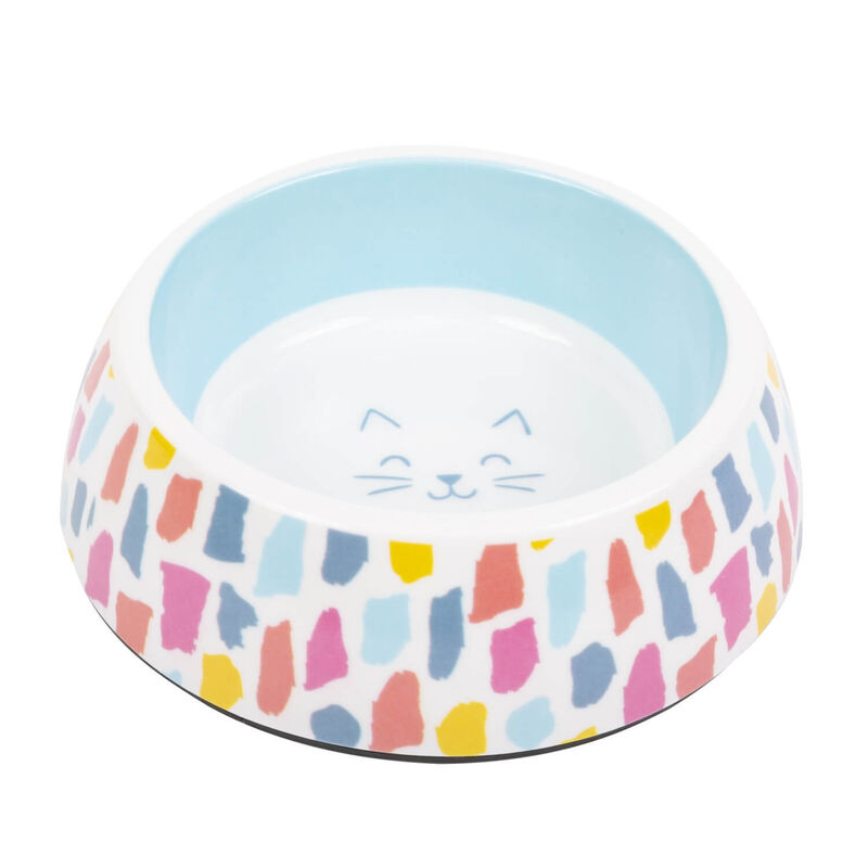 Mosaic Print Plastic Cat Bowl