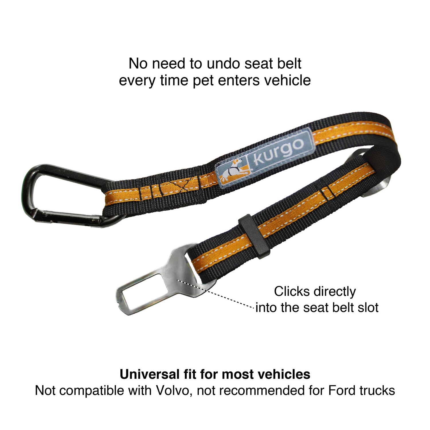 Kurgo Direct To Seatbelt Adjustable Tether Dog Seatbelt, 1-Each