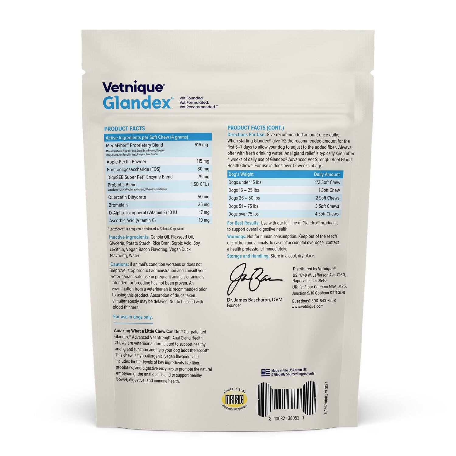 Vetnique Glandex Advanced Vet Strength Anal Gland Support Soft Chew Dog Supplements, 30-Count